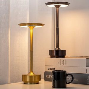Dropshipping Lampe Bureau Dimmable Modern Wireless Rechargeable Bed Side Cordless LED Electroplated Metal Cordless Table Lamp