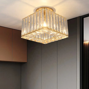 Entryway E27 Crystal Surface Mount Ceiling Lamp for Restaurant Interior Lighting Hallway
