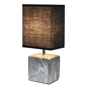 TD Simple Designs Petite Marbled Ceramic Table Lamp with Fabric Shade Chic and Stylish Home Decor