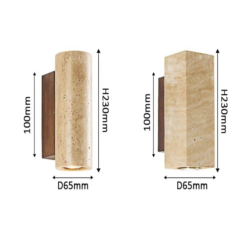 Wabi Sabi Yellow Travertine LED Wall Light Scandinavian Style Corridor Lamp for Living Room Bedroom Stone Wall Sconce Decoration
