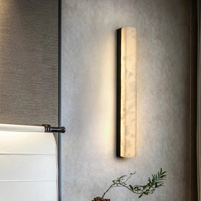 True Spanish Marble Wall Lamp All Copper Strip Sconce Living Room TV Porch Staircase Snowflake Gypsum Alabaster Wall Lamp