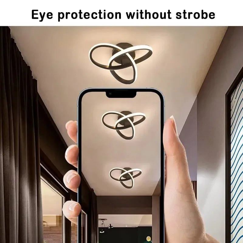 LED Ceiling Lamp 3color in One Lamp Modern Style Chandelier Bedroom Light Surface Installation 85-265V Aisle Dining Room Lamp