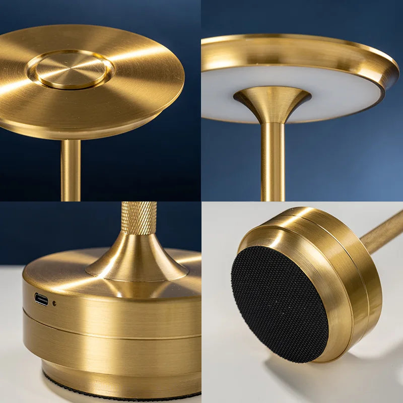 Dropshipping Lampe Bureau Dimmable Modern Wireless Rechargeable Bed Side Cordless LED Electroplated Metal Cordless Table Lamp