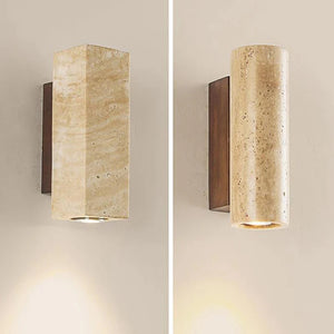 Wabi Sabi Yellow Travertine LED Wall Light Scandinavian Style Corridor Lamp for Living Room Bedroom Stone Wall Sconce Decoration