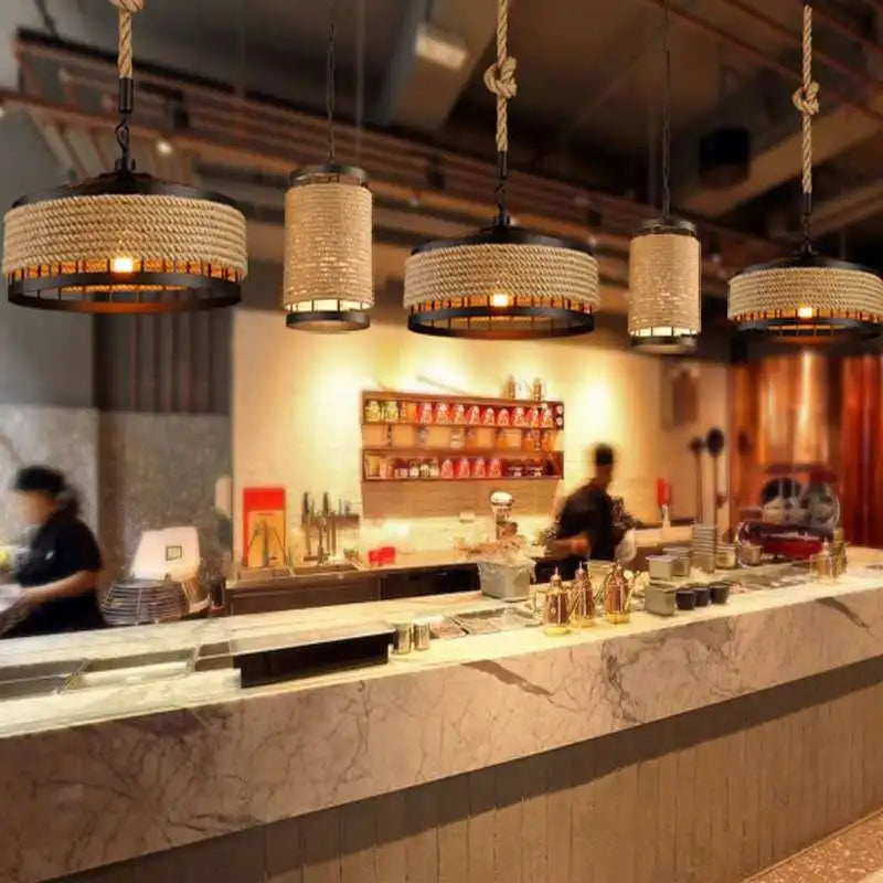 Zhongshan Luminaire American Country Hemp Rope Chandelier Retro Industrial Personality Creative Restaurant Cafe bar Table Lamp