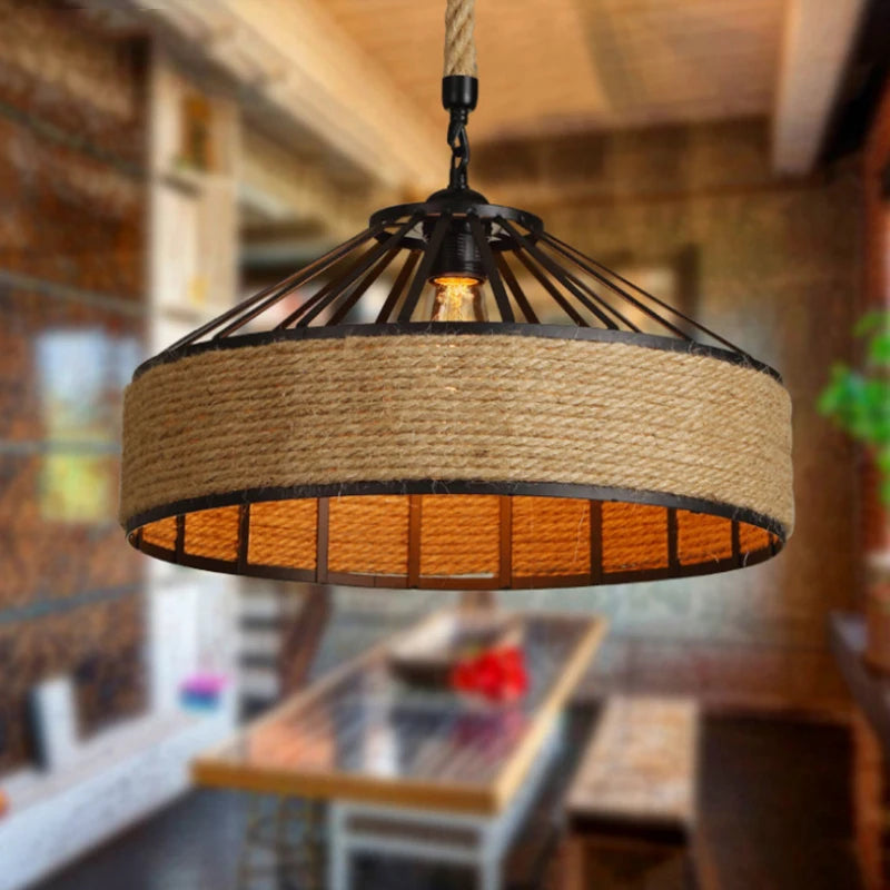 Zhongshan Luminaire American Country Hemp Rope Chandelier Retro Industrial Personality Creative Restaurant Cafe bar Table Lamp